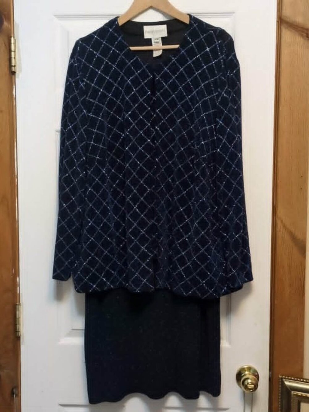 Davids Bridal Formal Jacket Dress Set Sz 20W Sparkly Blue Knee Length MOB Cruise